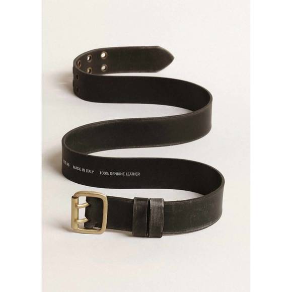 NEW GOLDEN GOOSE deluxe brand double prong belt in black - Picture 1 of 3